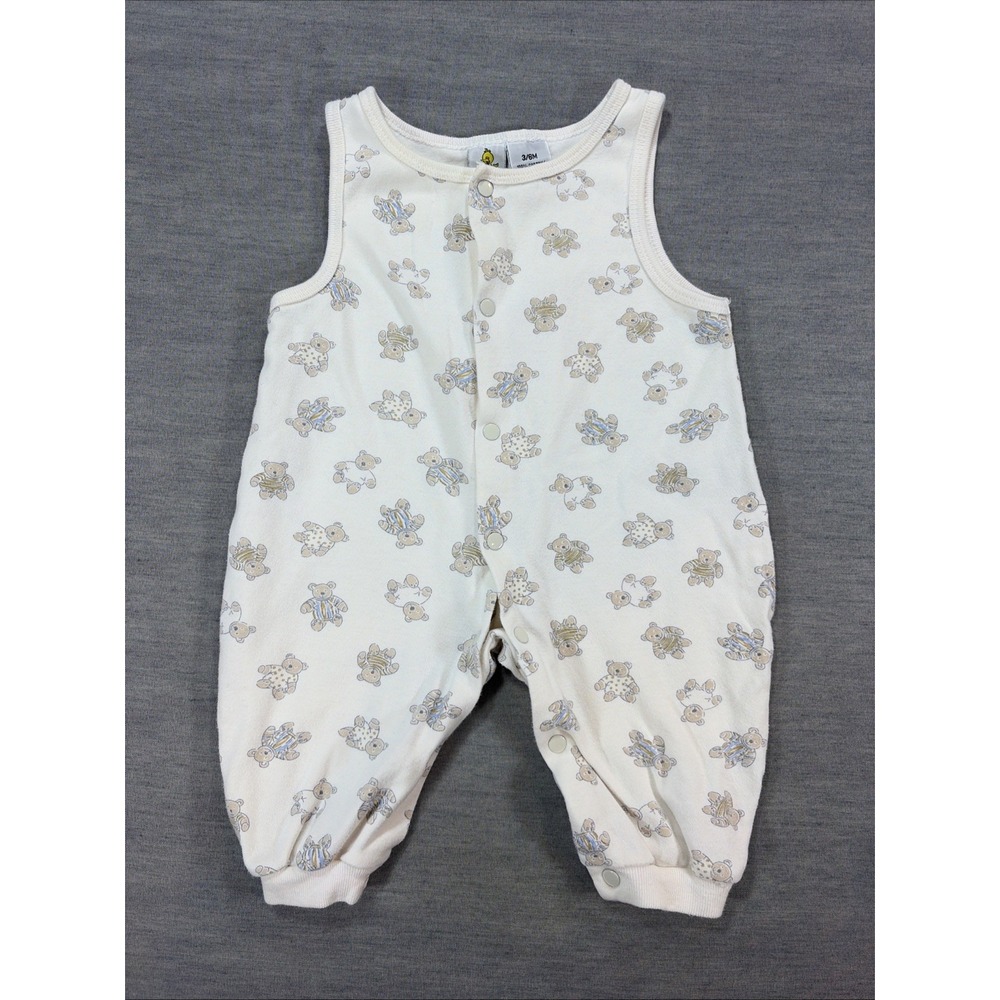 Vintage Sesame Street Bear Romper 3-6 Months Unisex White Sleeveless Snaps
